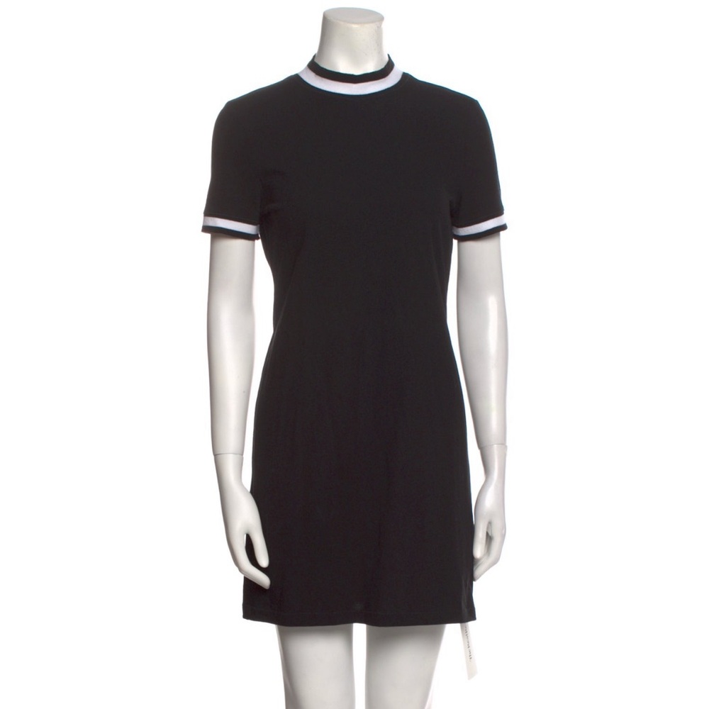 Alexander Wang Black Mini Sheath Dress with Short Sleeves and Crew Neck - Small